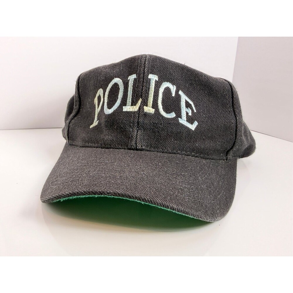 Police Hat Baseball Cap Men's Adjustable Black Green Underbrim